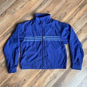 adidas Women's Blue Cropped Full-Zip Windbreaker